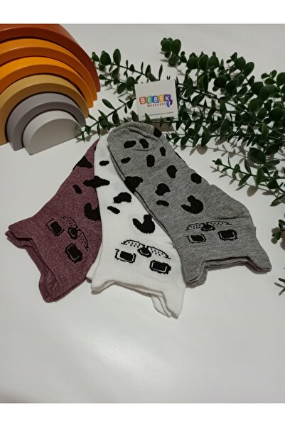 Bebek Meselesi 3 Çift Sevimli Renkli Desenli Kadın Patik Çorap