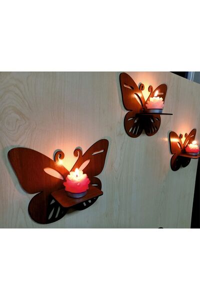 DECORATIVE TRAIN Decorative Butterfly Wall Shelf Set of 3 DT BUTTERFLY-SHELF WALNUT