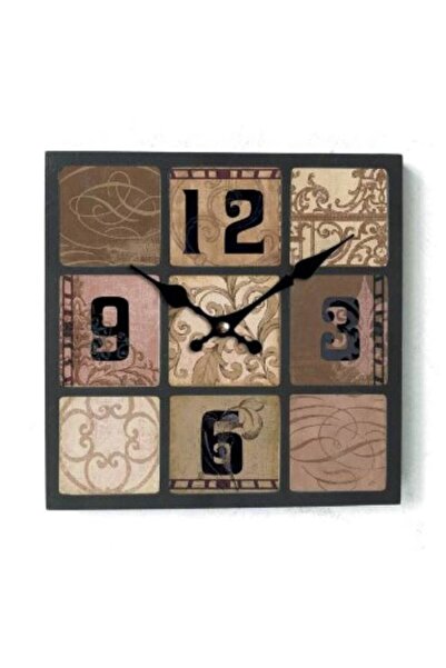MBA ساعات حائط خشبية MB بنمط مربعات 30x30x3.5 سم |   ساعة حائط خشبية مزخرفة