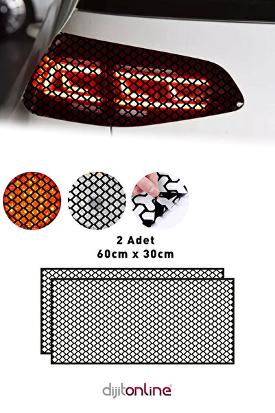 Dijitonline 2 Adet Kare Desenli Stop Farı Oto Sticker Kaplama 60cmx30cm