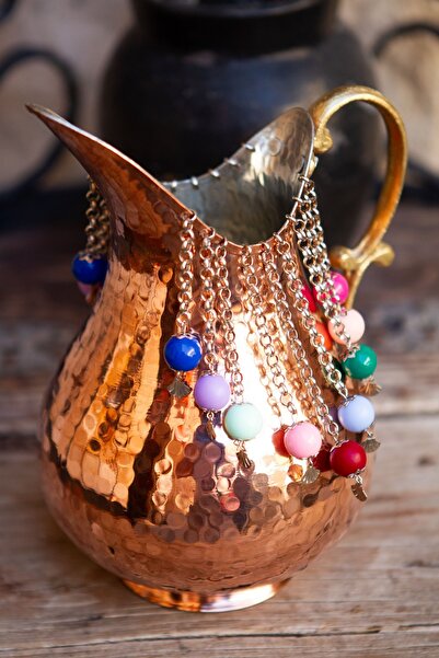 ANTEPSEPETİ RENKLİ BONCUKLU BAKIR DÖVME SÜRAHİ