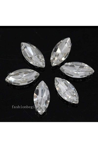 yiğit aksesuar 9x18 (1.8 Cm) Cased Sewing Shuttle Glass Stone White Crystal Color 50 Pieces