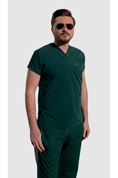 İLTUSH ÜNİFORMA Likralı Hemşire Doktor Tek Üst Üniforma Erkek Haki Renk