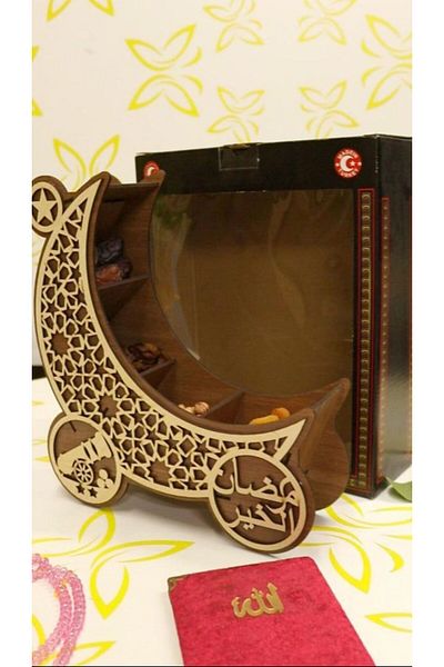 skycott Candy for RamadanDatechocolateRamadan mubarak Arabic writing - crescent stand with decoration drawer