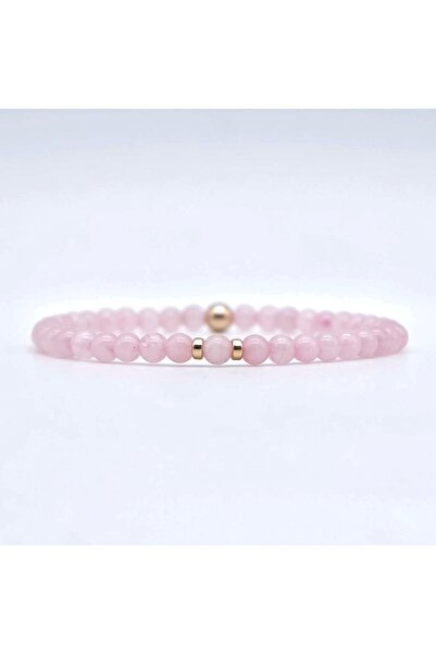 Walue A+ KALİTE | 4mm Minimalist Pembe Kuvars Doğal Taş Bileklik