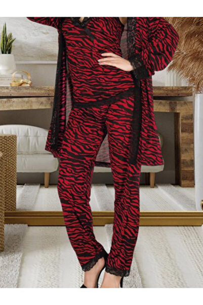 Lumenia KADIN PİJAMA TAKIMI SABAHLIK, DANTELLİ 3'LÜ PİJAMA TAKIMI, ALT ÜST SABAHLIK PİJAMA TAKIMI