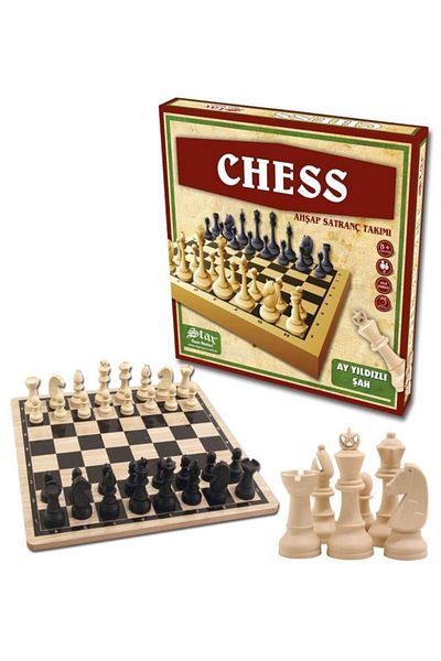 mrtbilisim Wooden Chess Set Pieces Plastic 30.5 x 32 x 5.5 cm School Group Chess Set Wooden Chess