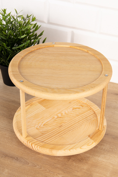 DNS HOME 10-Piece Glass Spice Bowl with Wooden Ball Lid and Rotating Stand and Transparent Label Storage Jar 300 ml