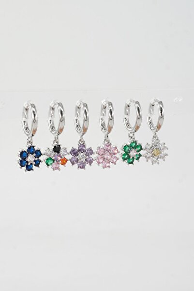 By Zeyna Aksesuar Kadın Vip Seri Özel Tasarım Baget Zirkon Taşlı 6'lı Küpe Seti