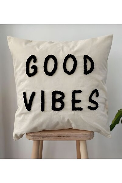 SAYMİNE جيد VIBES رمي وسادة التطريز لكمة هدية زخرفة اليدوية المصنوعة يدويا لك...