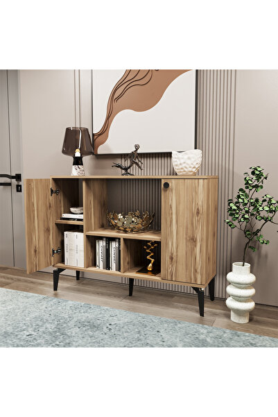 Kalender Dekor Delmar 120 Çok Amaçlı Dolap, Modern Konsol, Mutfak Dolabı, Kitaplık