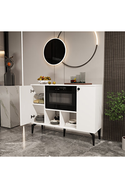 Kalender Dekor Delmar 120 Çok Amaçlı Dolap, Modern Konsol, Mutfak Dolabı, Kitaplık