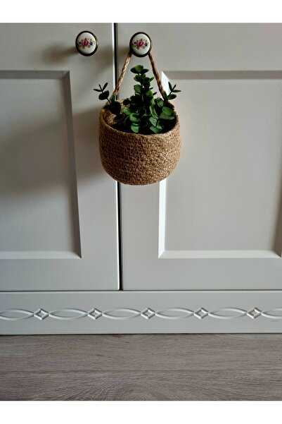 EGE ÖRGÜM Sepet Dekoratif Çok Amaçlı Mini Jüt Hasır Sepet 12x10 cm