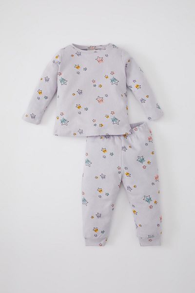 DeFacto Baby Girl Star Patterned Long Sleeve Waffle Pajamas Set C0660a524sp