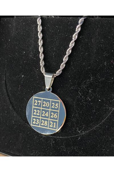 ay tasarım51 Kubera Yantra (PARA YANTRASI) Sayı Sekanslı Çelik Kolye yılbaşı ...