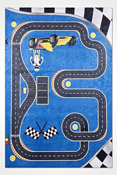 CREA Çocuk Odası Araba Yolu Temalı Kaymaz Taban Dijital Baskı Halı 6020pc