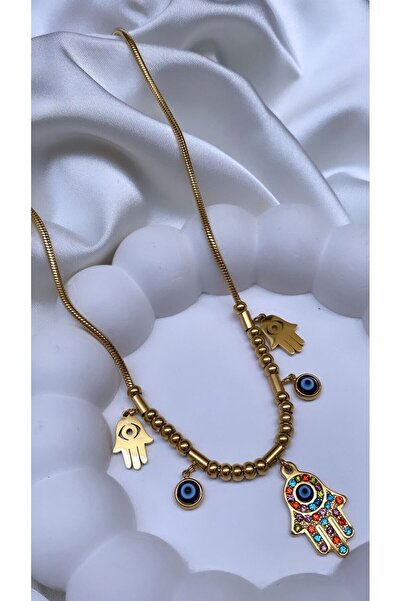 Accessories قلادة يد فاطمة الأم بلون ذهبي من الفولاذ