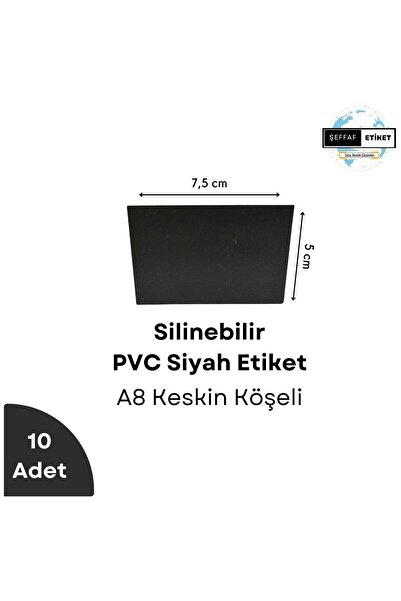 Şeffaf Etiket 10 Adet Silinebilir Kara Tahta Etiket 10lu A8 Pvc Siyah Etiket ...