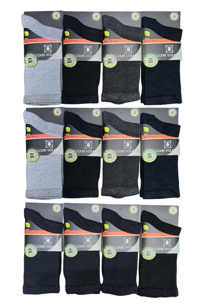Louis Volante Erkek Bambu Diyabetik Şeker Dikişsiz Soket Çorap 12 Çift