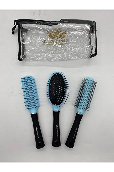 Multiamo مشط مع حقيبة، مجموعة فرشاة شعر مكونة من 3 قطع، مشط تجفيف الشعر/مشط بيضاوي/مشط تصفيف الشعر