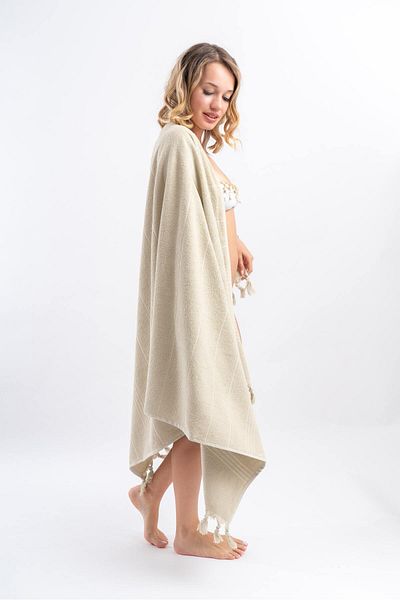 CottonTherapy 100x170cm μεγάλη πετσέτα μπάνιου παραλίας με κρόσσια 100% βαμβάκι