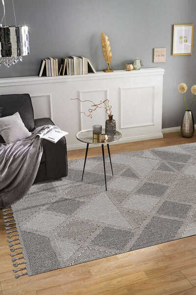Festival Halı Capella Geometrik Gri Oda Halısı 23533A