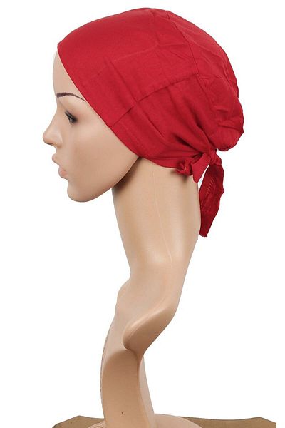 MİSS İPEK Red Hijab Tied Combed Cotton Bonnet