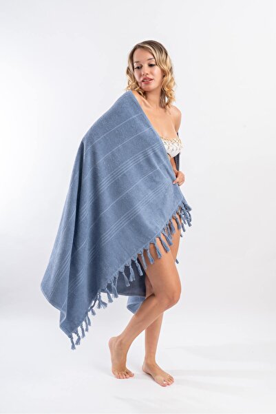 CottonTherapy 100x170cm Büyük Plaj Banyo Duş Havlusu Saçaklı 100% Pamuklu