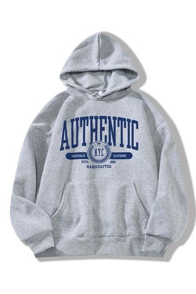 LEONE Φούτερ με κουκούλα Oversize Blue Authentic Print
