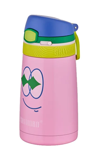 Shamobo Set of 2 Steel Thermos with Straw 350ml -6 Hours Thermal Insulation-