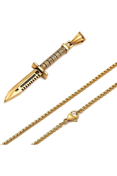 TEEMOOD PIRATE PARROT Teemood Bıçak Charm Kolye Moda Takı Altın Renk Hip hop ...