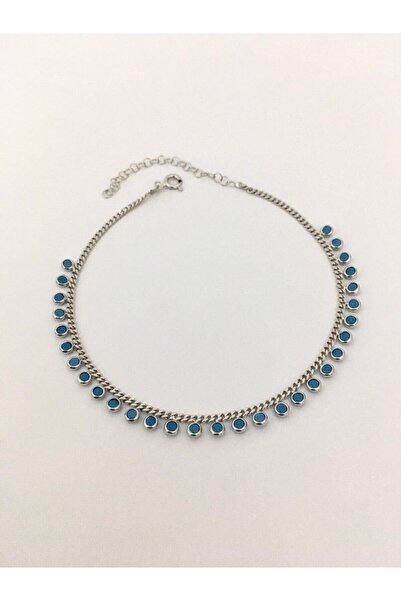 Tmt Silver Kadın  Turkuaz Taşlı Gümüş Halhal