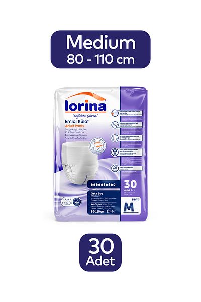 LORİNA 30 Pieces Medium Absorbent Panties Adult Patient Diapers