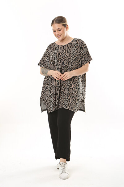 XL Modam WOMEN'S LARGE SIZE SNAKE PATTERNED LYCRAL TUNIC
