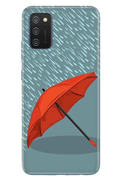 senada Samsung Galaxy A02s Uyumlu Kılıf Desenli Baskılı Silikon Kırmızı Şemsiye