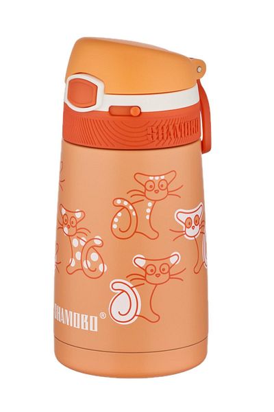 Shamobo Set of 2 Steel Thermos with Straw 350ml -6 Hours Thermal Insulation-
