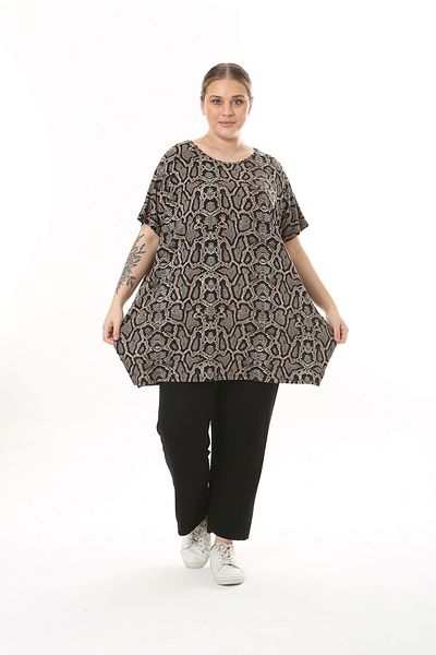 XL Modam WOMEN'S LARGE SIZE SNAKE PATTERNED LYCRAL TUNIC