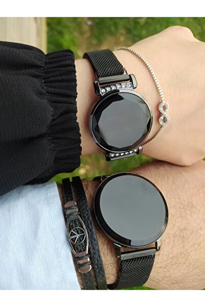 wesscollection Dokunmatik Mıknatıslı Kordon Çift Kombini Erkek Kadın Kol Saat Seti