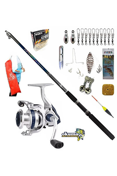 Okuma Aria-6000a Bauer Onliner 300cm 100-200gr Profesyonel Sazan Kıyı Olta Takımı Seti