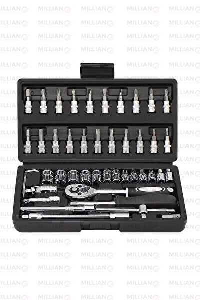 Millian Profesyonel Cr-v Max 1/4 Cırcırlı 46 Parça Lokma Anahtar Takımı Uç Seti Tam Set