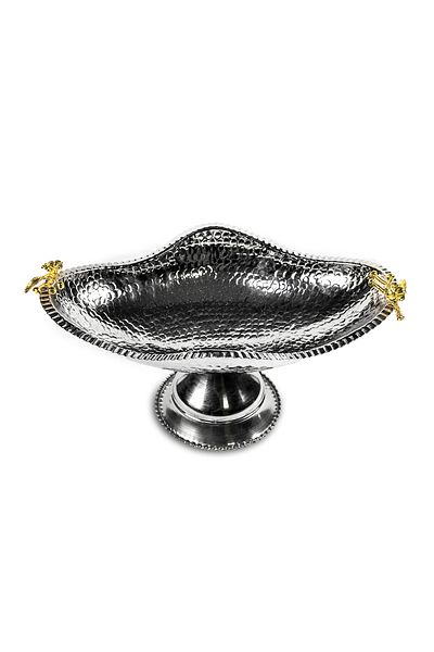 ANTEPSEPETİ Silver Plated Footed Copper Gondola 27cm
