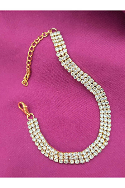 TÜKKAN ACCESSORİES GOLD SU YOLU BİLEKLİK ZİRKON TAŞ ÜÇ SIRA BİLEKLİK-BİLEKLİK72