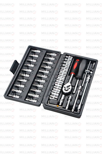 Millian Profesyonel Cr-v Max 1/4 Cırcırlı 46 Parça Lokma Anahtar Takımı Uç Seti Tam Set