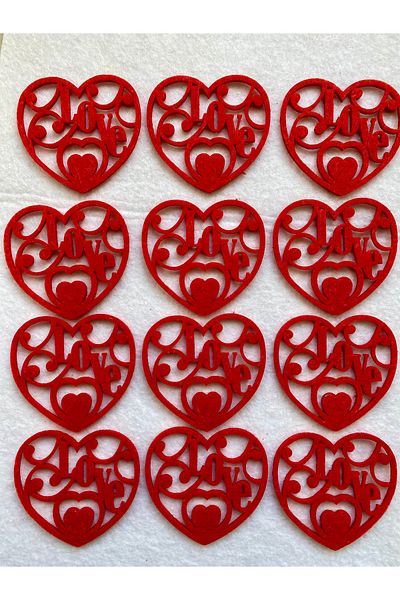 Mini Tasarım Atölyem Valentine's Day Decor - Set of 12 Christmas Tree Ornaments Heart 5
