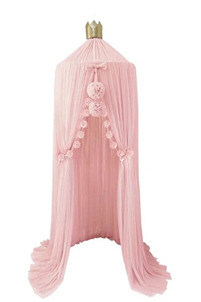 Kiddy Happy TÜL PEMBE CİBİNLİK ALTIN TAÇ İKİLİ PONPON DEKORLU
