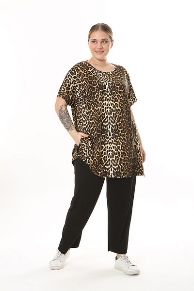 XL Modam WOMEN'S LARGE SIZE LEOPARD PATTERNED LYCRAL TUNIC