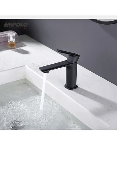 İSAOĞLU YAPI Black Sink Faucet Matte Black Sink Faucet Modern Design Bathroom Faucet