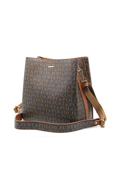 Just Polo Kadın Kahverengi Baskı Desenli El Ve Omuz Çantası Jp2117