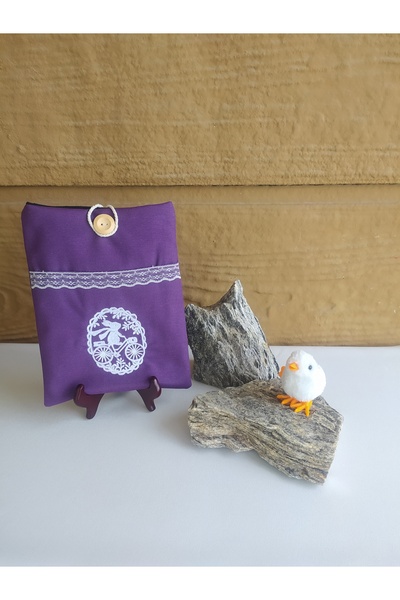 Talay Accessories Vintage Tavşan Nakış İşlemeli Kitap Kılıfı/Kitap Çantası