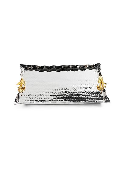 ANTEPSEPETİ Silver Plated Forged Copper Tray 32cm